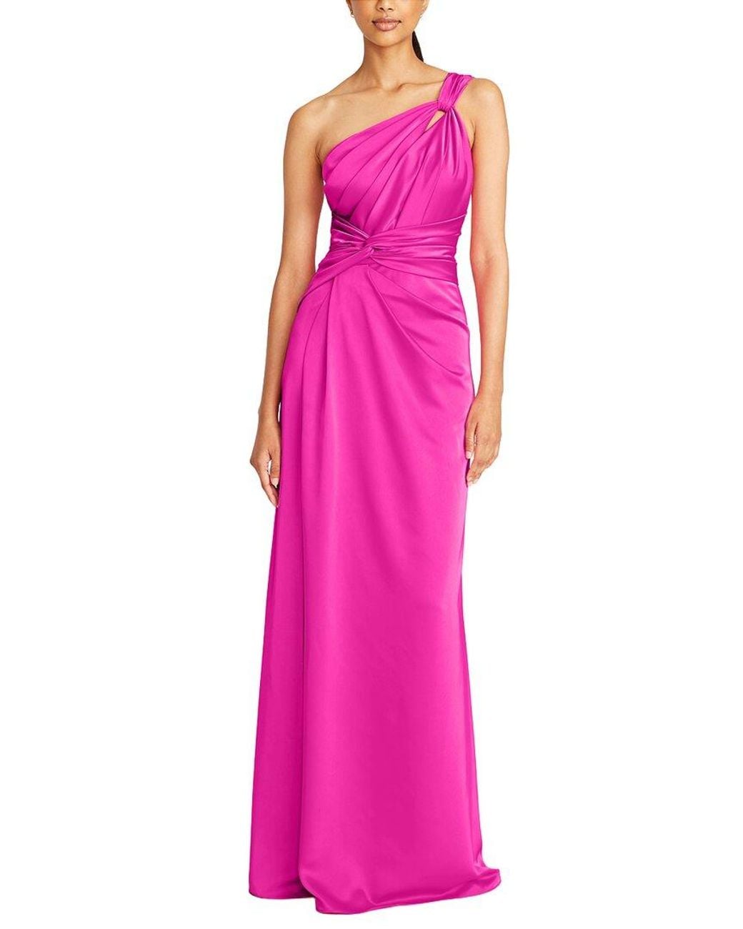 THEIA Pink Gloria Twist A-Line Gown