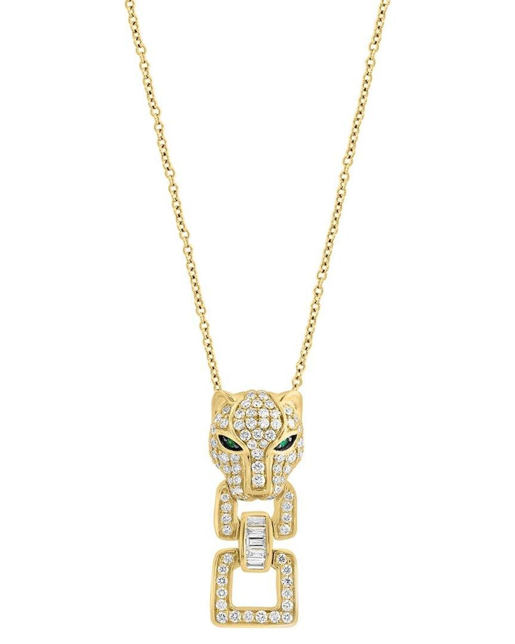 Effy Fine Jewelry Metallic 14K 0.80 Ct. Tw. Diamond & Emerald Necklace