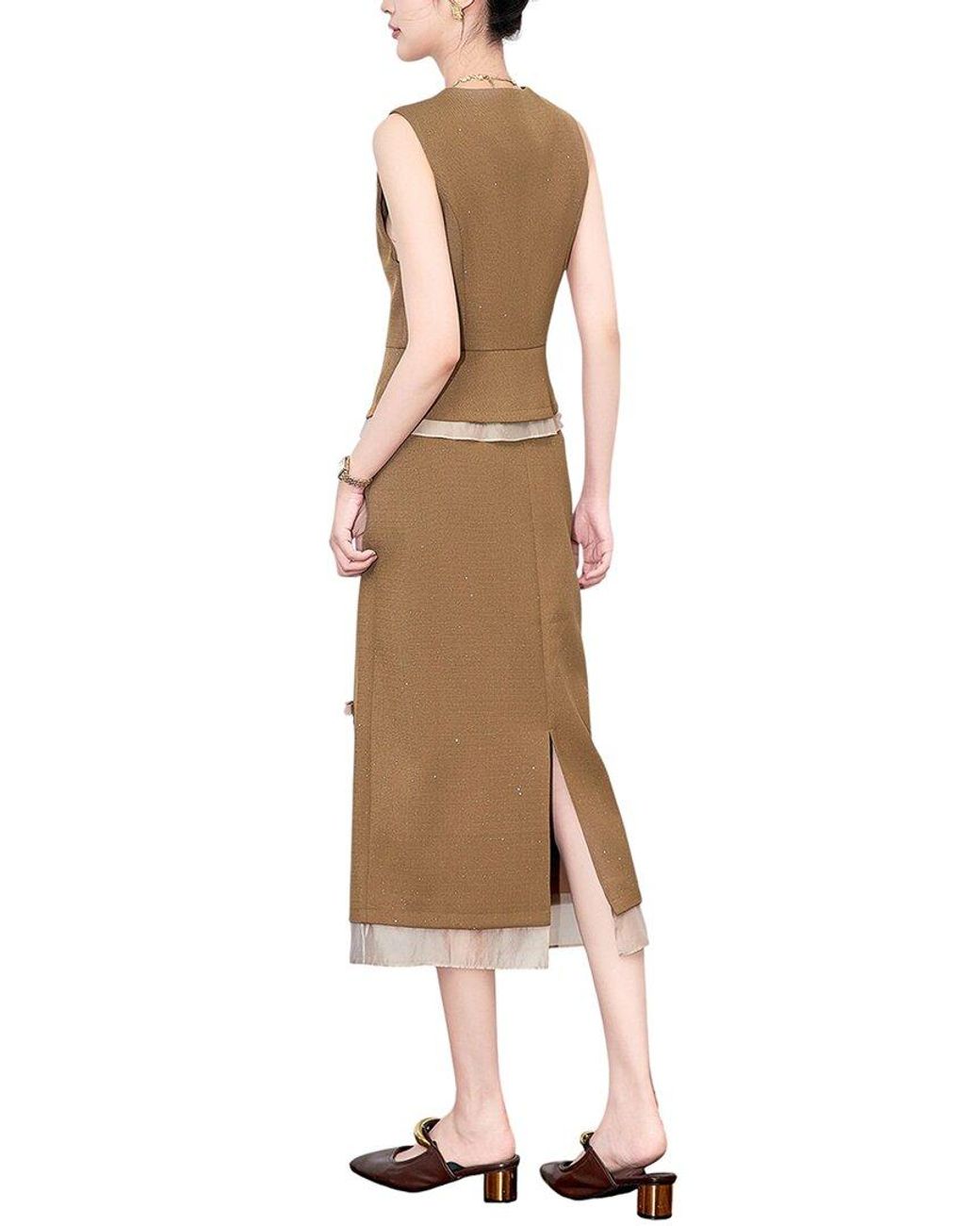 Monique Lagarde Natural 2Pc Vest & Skirt Set