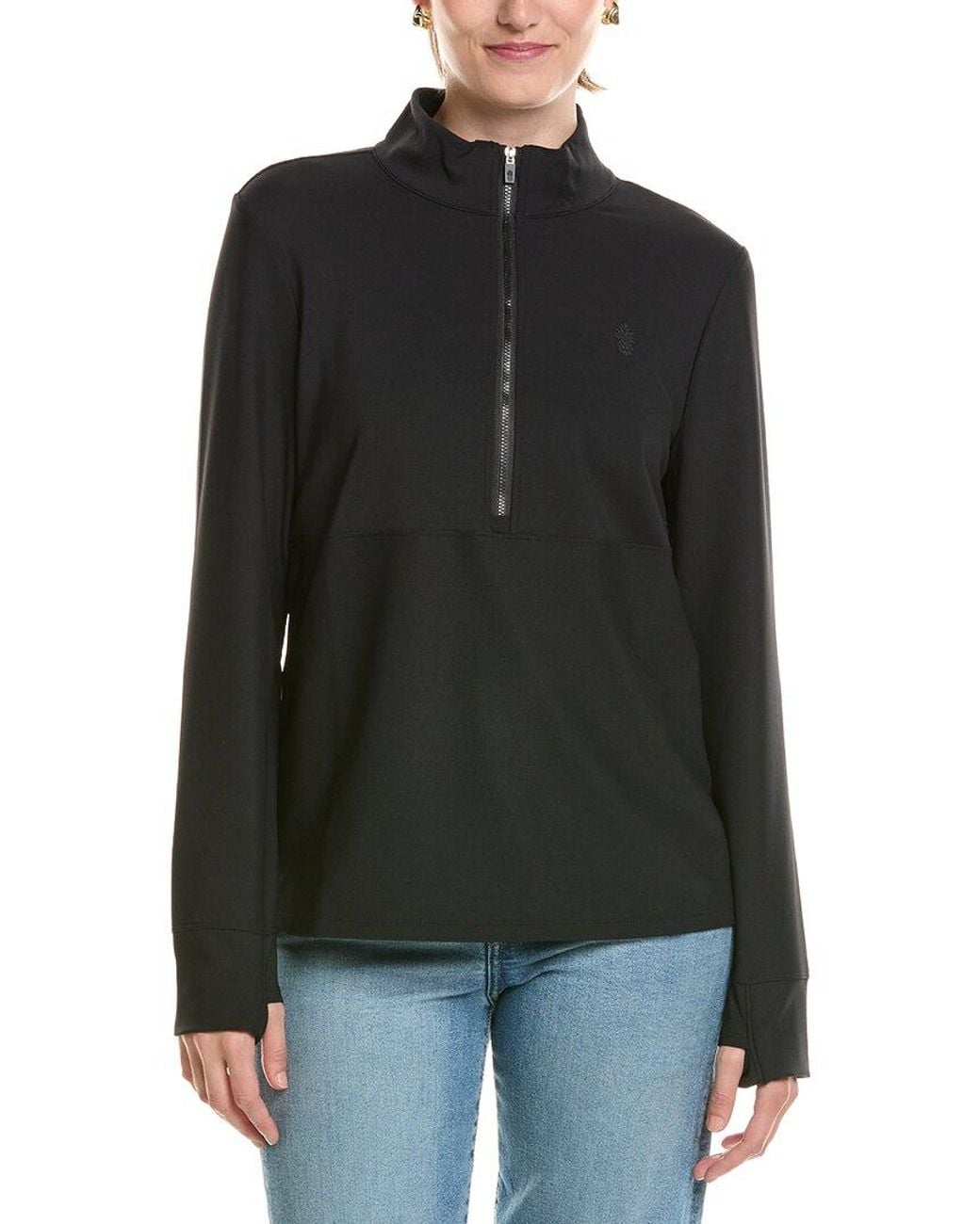 Tommy Bahama Black Abby Rib Half Zip Pullover