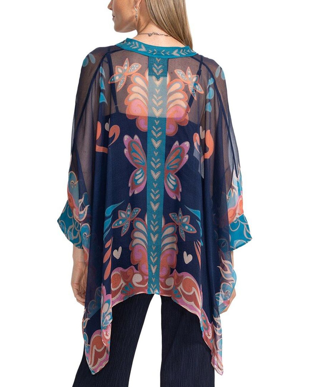 Johnny Was Blue Katia Silk Blouse