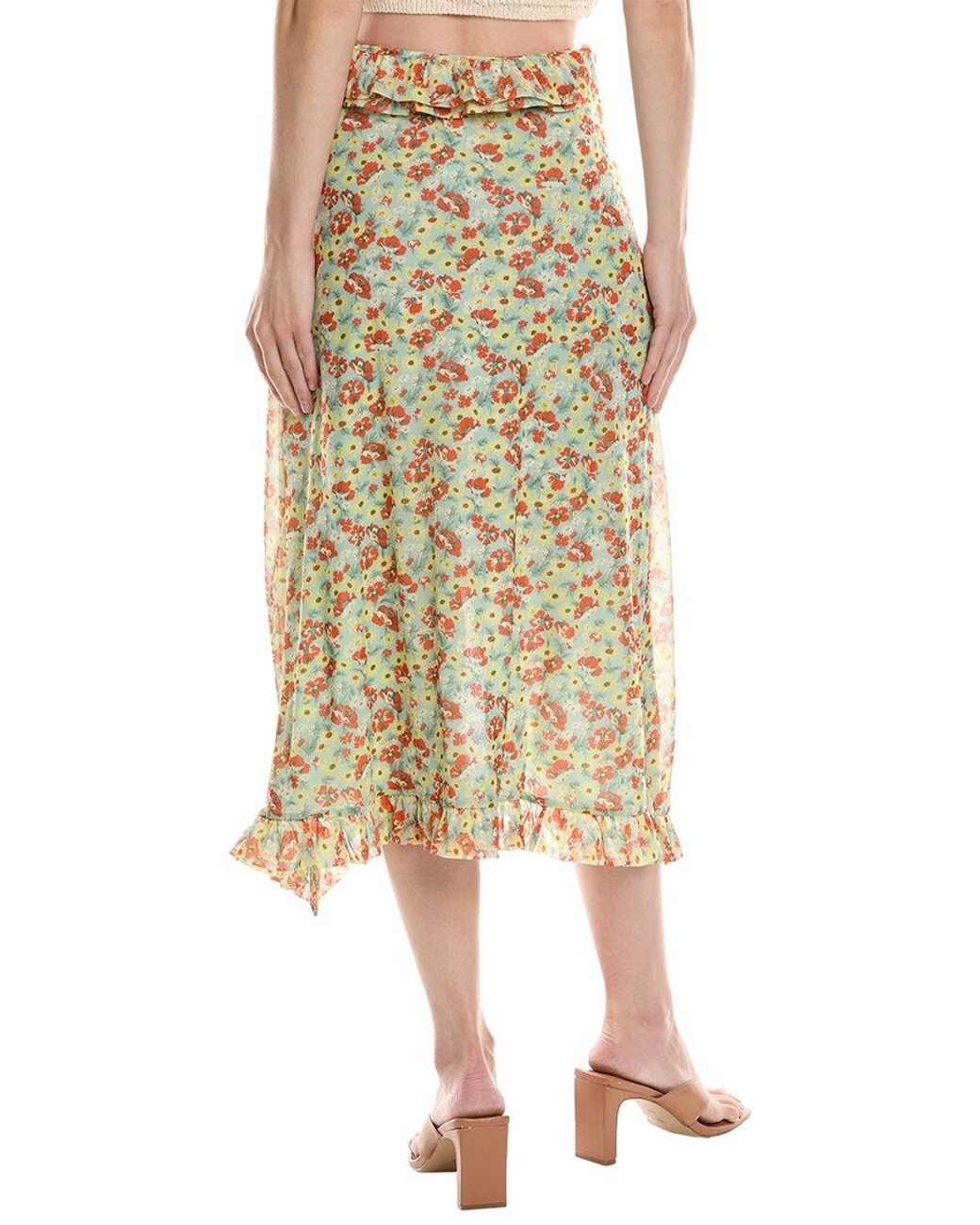 Ganni Natural Mesh Ruffle Midi Skirt