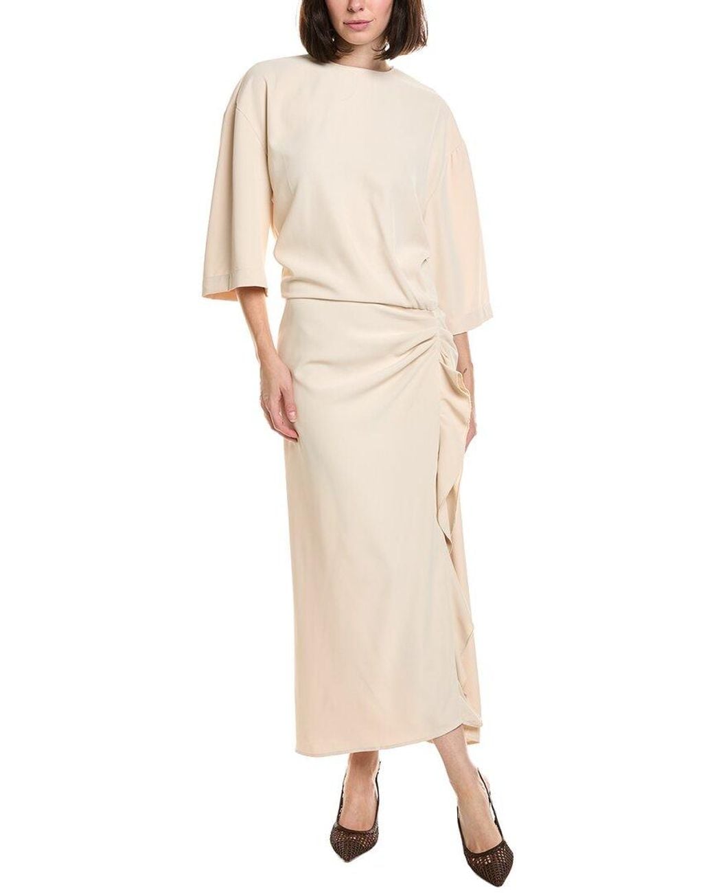 HL Affair Natural Short Sleeve Midi Dress