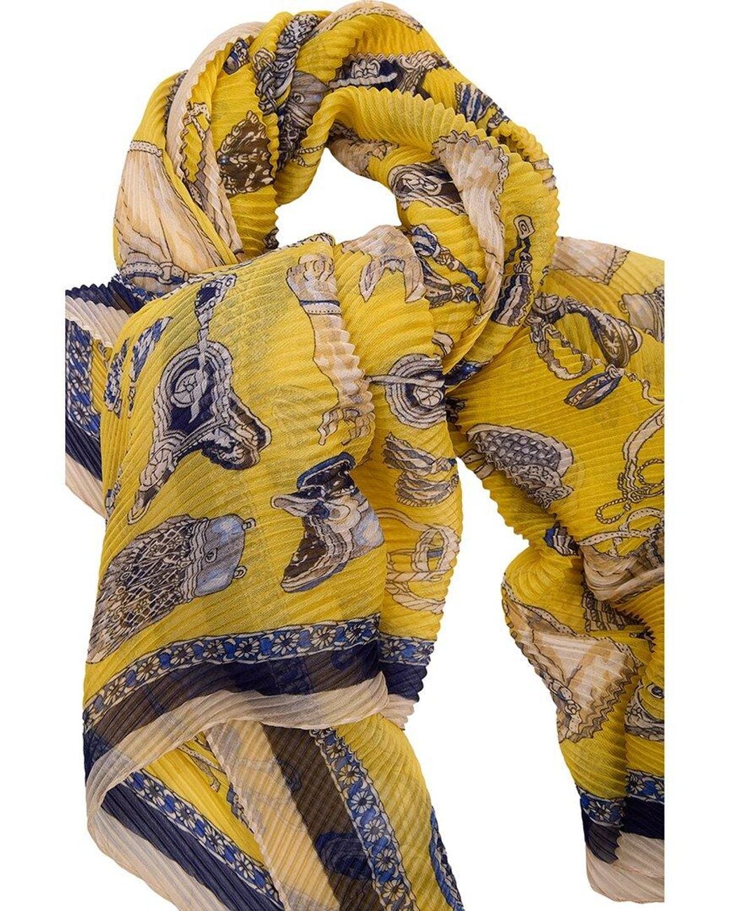 Saachi Yellow Pleated Equestrian Scarf
