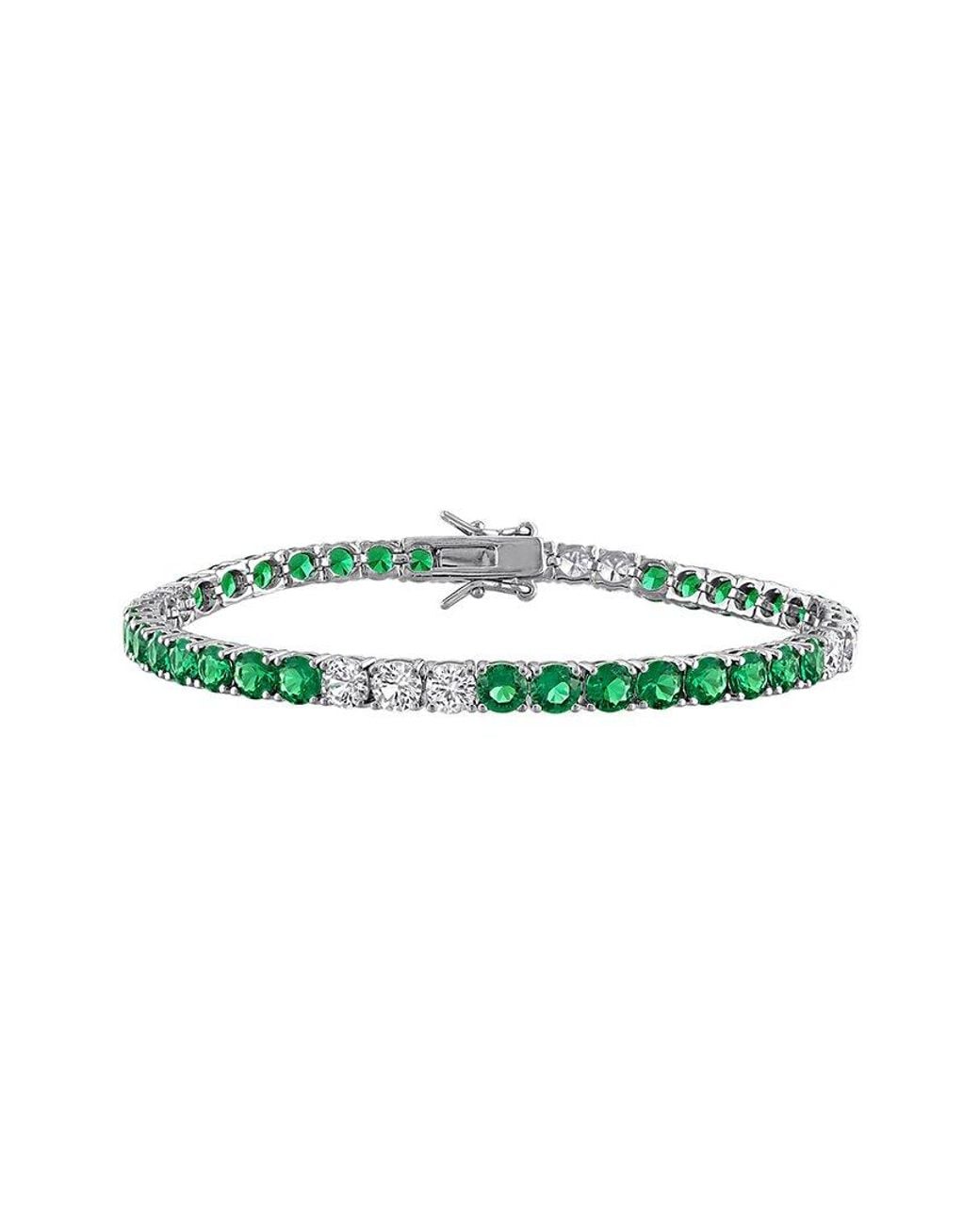Rina Limor Green 12.16 Ct. Tw. Lab-Grown Emerald, Sapphire Tennis Bracelet
