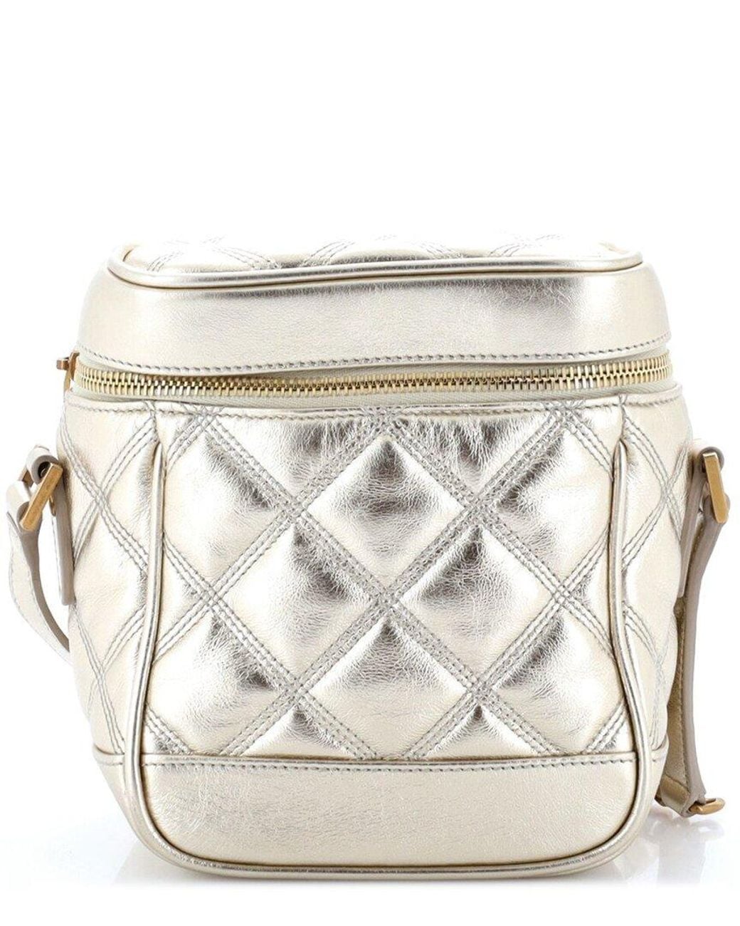 Saint Laurent White Quilted Leather 80's Vanity Bag (Authentic Pre-Loved)