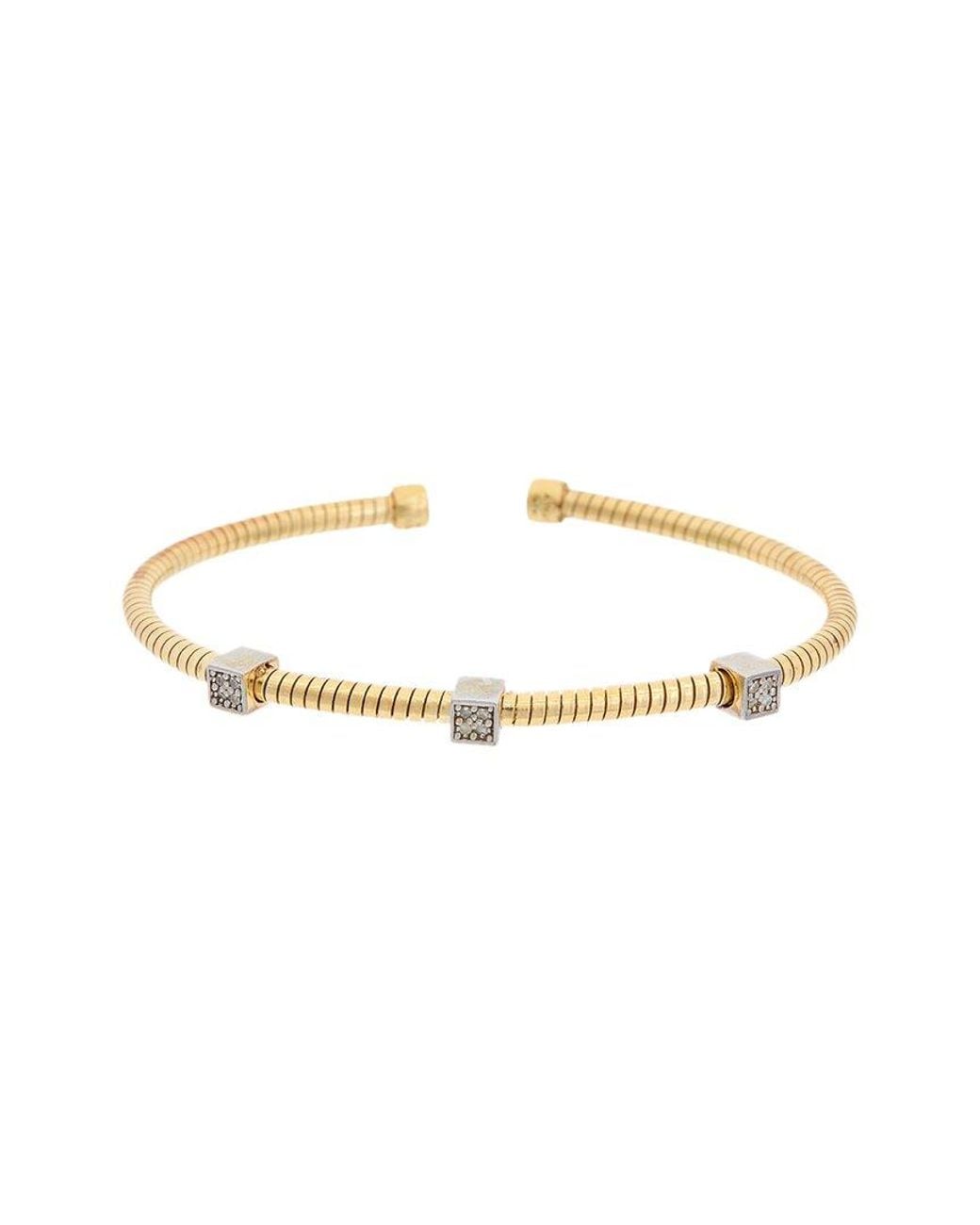 Meshmerise Metallic 18K Over 0.08 Ct. Tw. Diamond Bangle Bracelet