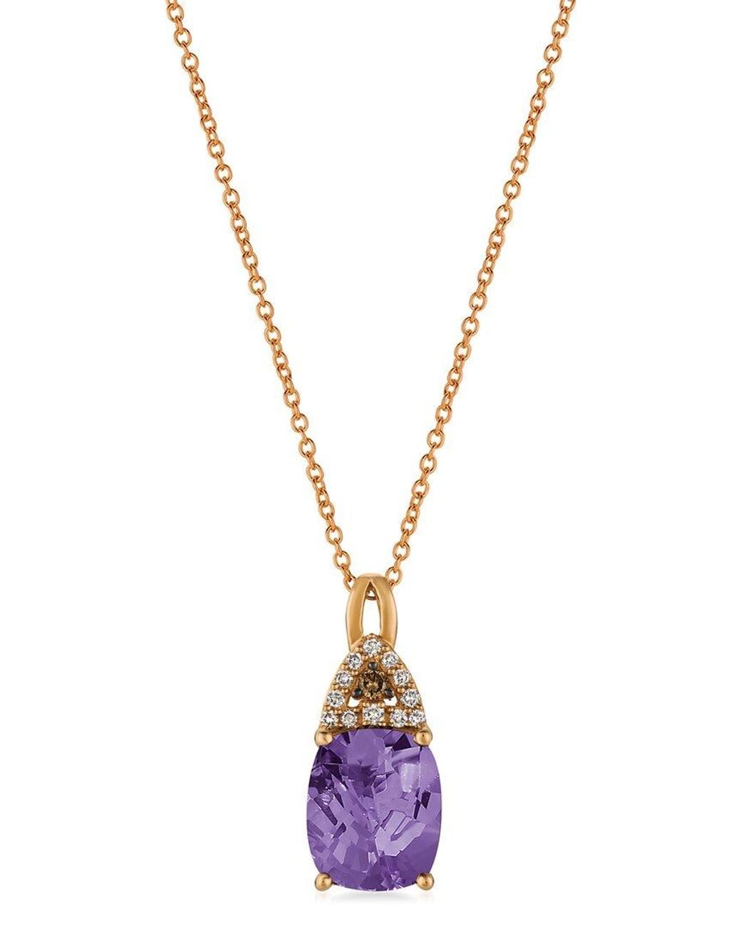 Le Vian Metallic Le Vian Grape Amethyst 14k Rose Gold 2.40 Ct. Tw. Diamond & Amethyst Pendant Necklace
