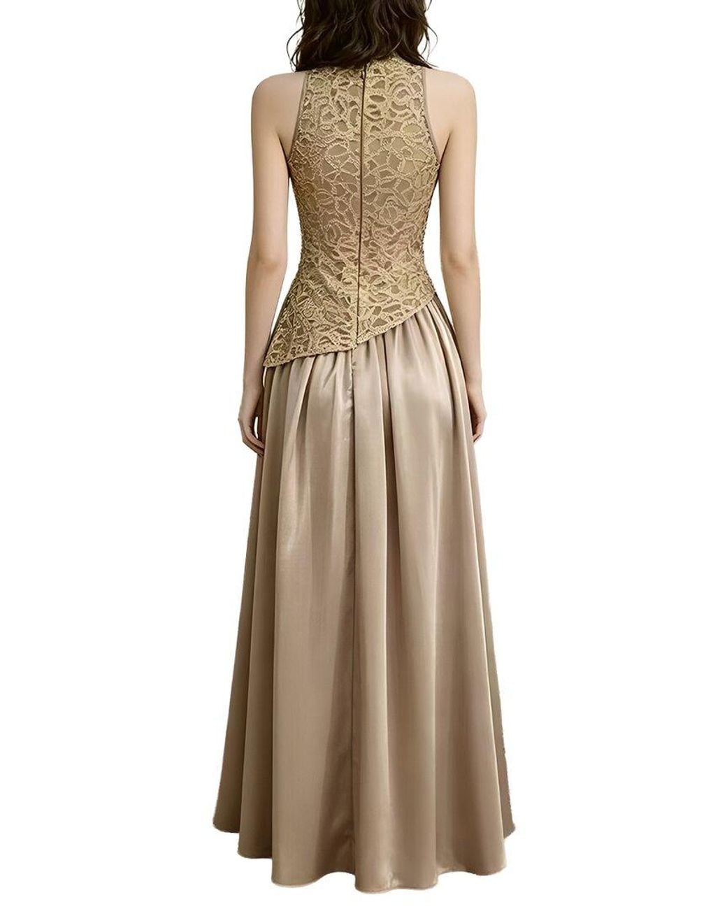Linda Charm Natural Sleeveless Maxi Dress
