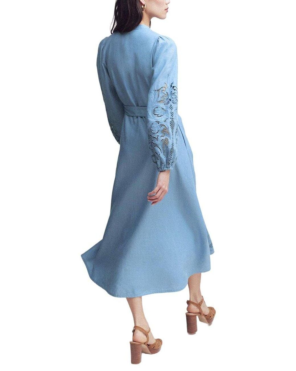 Boden Blue Mae Linen-Blend Shirt Dress