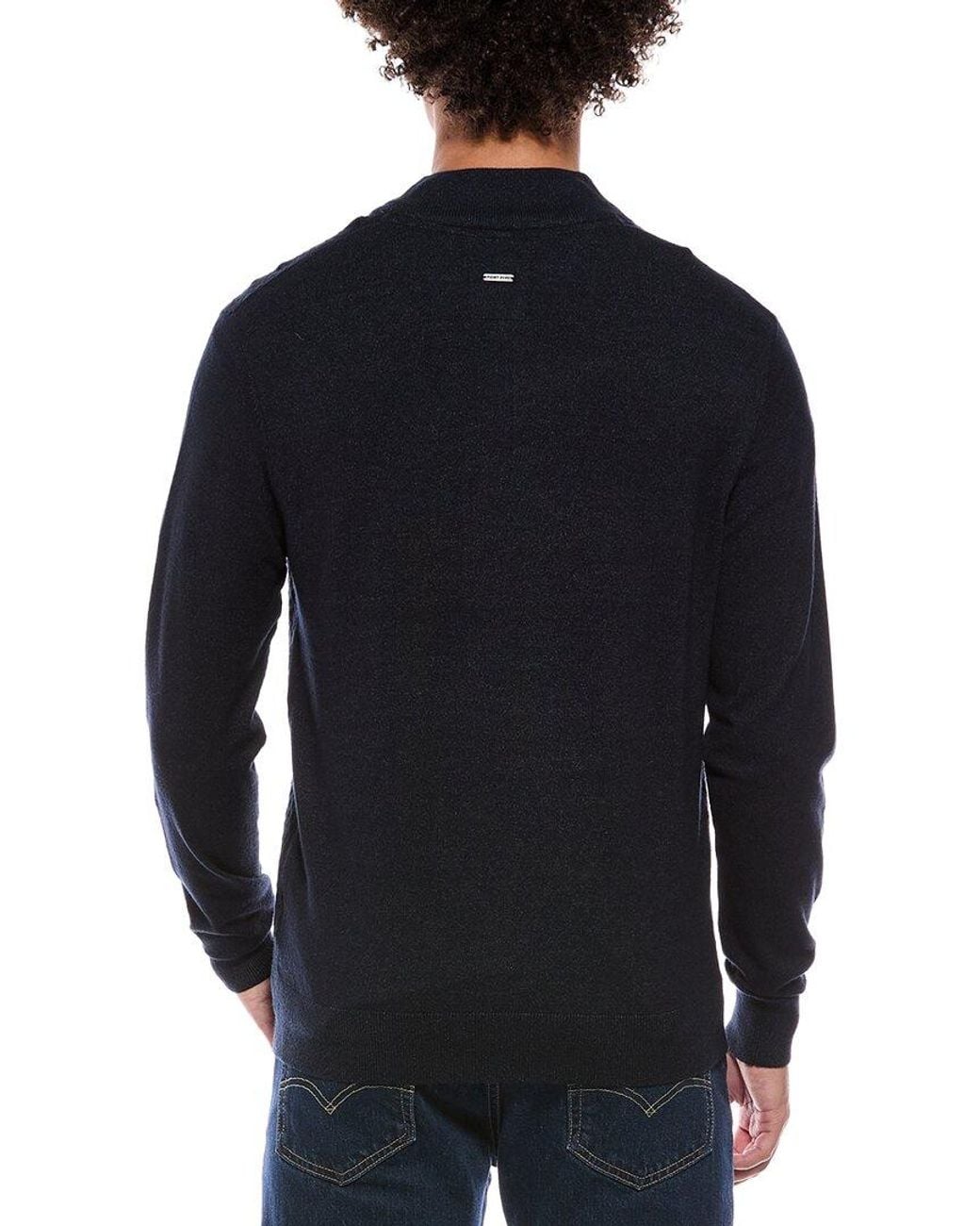 Point Zero Blue Semi Fit 1/4-Zip Mock Neck Sweater for men