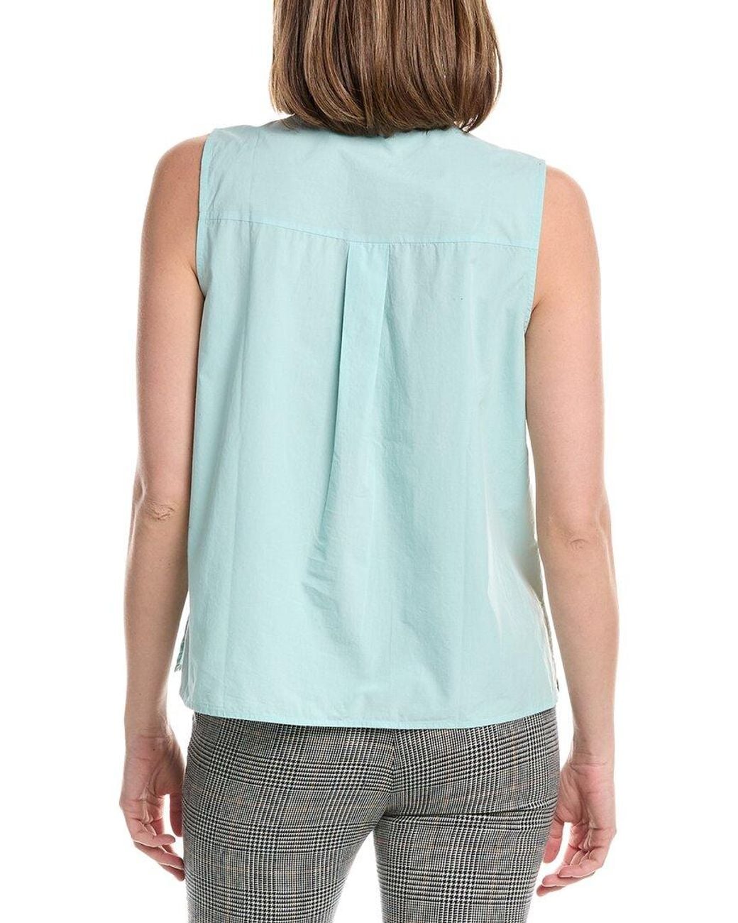 Eileen Fisher Blue Mandarin Collar Shirt
