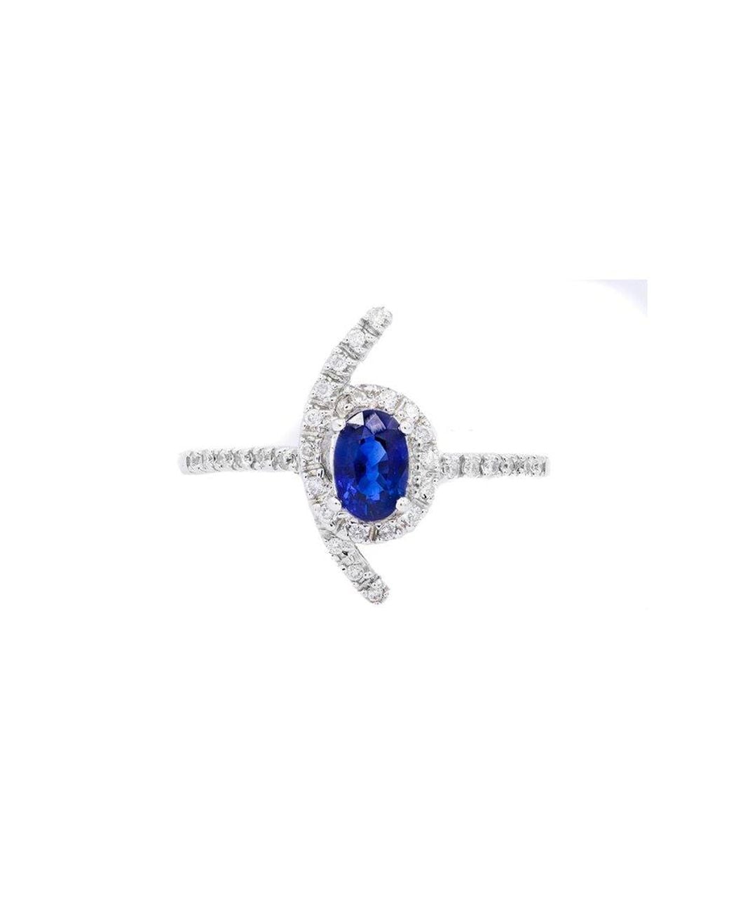 Diana M Blue Fine Jewelry 14k 0.76 Ct. Tw. Diamond & Sapphire Half-eternity Ring