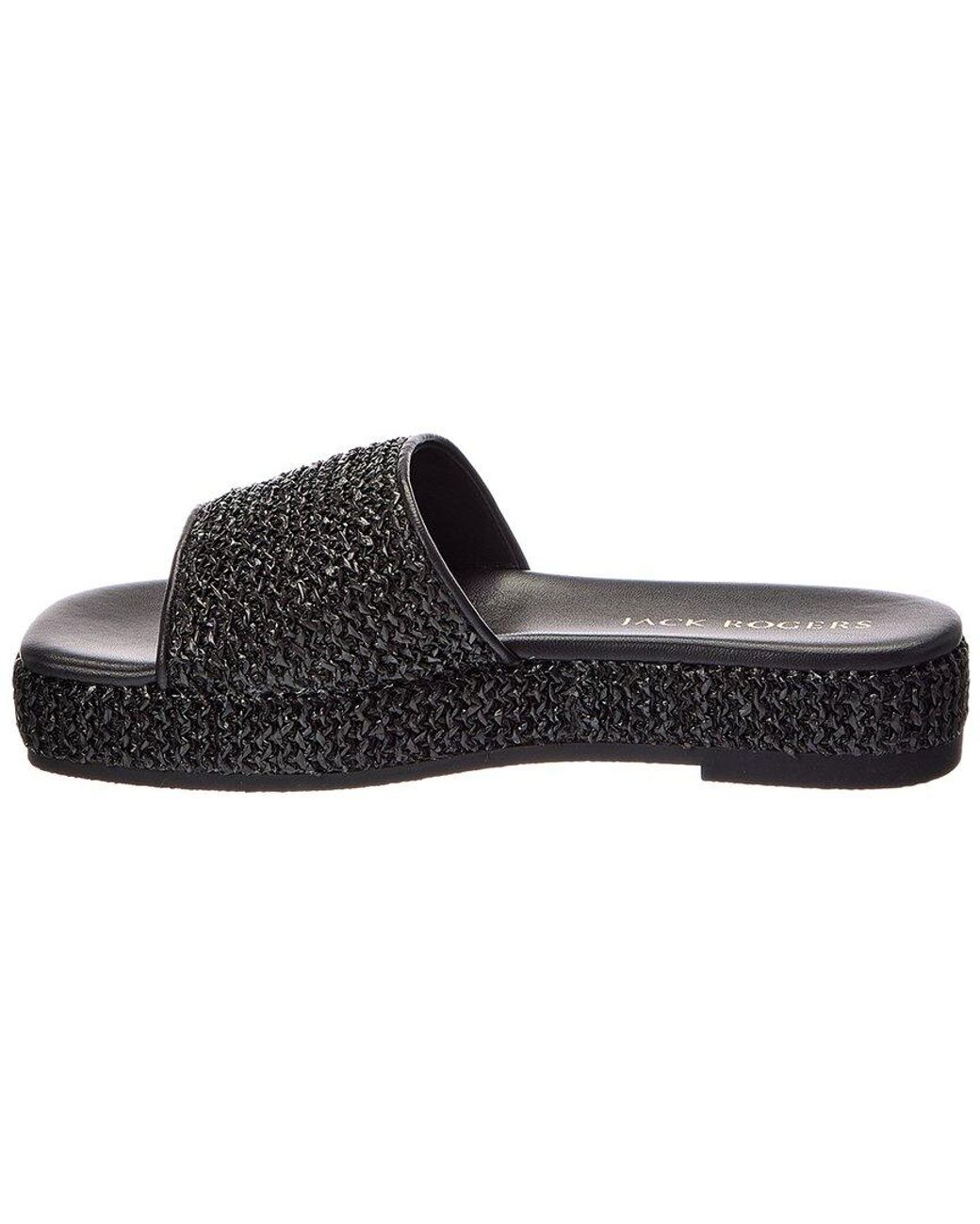 Jack Rogers Black Bay Flatform Raffia Sandal
