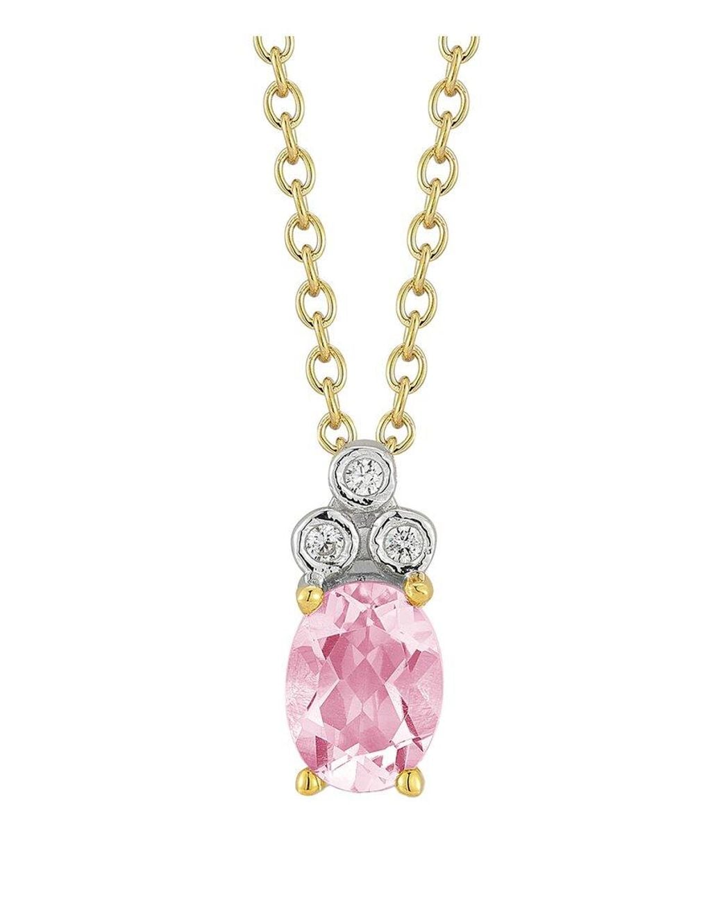 Reiss Pink 14k 1.16 Ct. Tw. Diamond & Rose Quartz Necklace