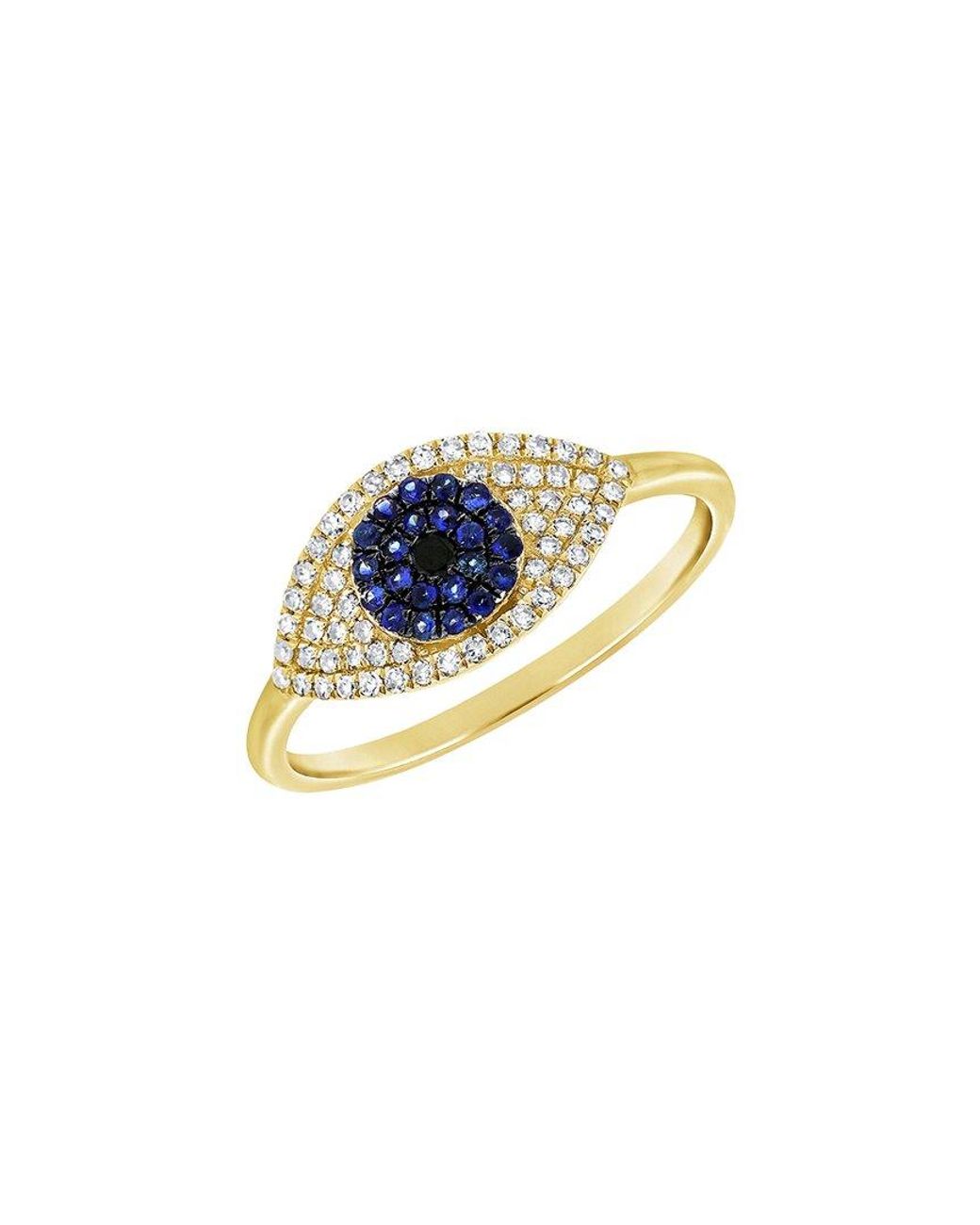 Sabrina Designs Blue 14k 0.38 Ct. Tw. Diamond & Sapphire Evil Eye Ring