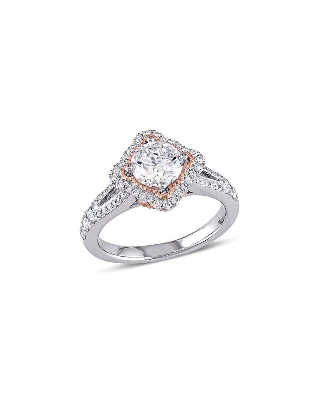 Rina Limor White 14K Two-Tone 1.50 Ct. Tw. Diamond Split Shank Halo Ring