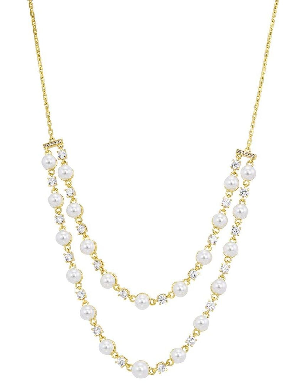 Savvy Cie Metallic 14K Plated 7.0-7.5Mm Pearl Cz Statement Necklace