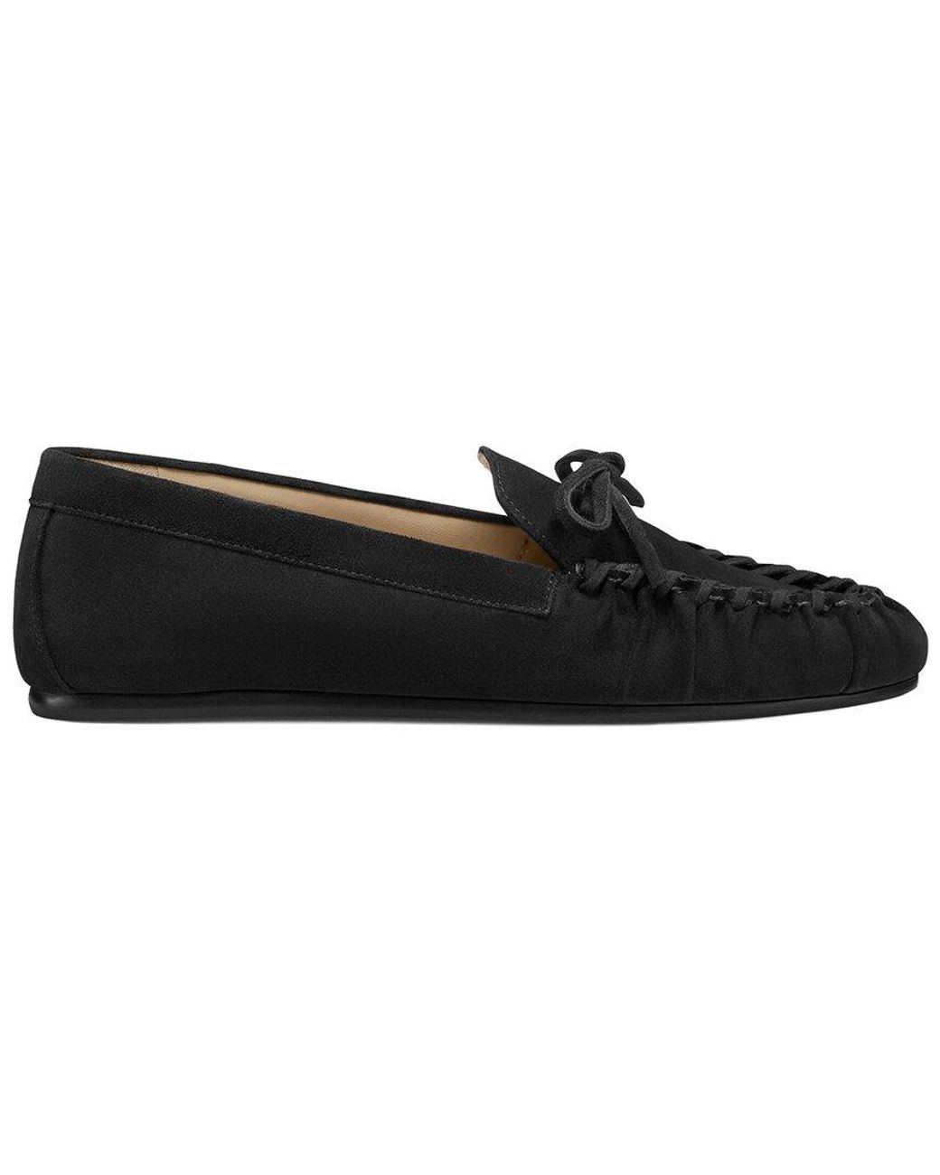 Stuart Weitzman Black Britt Bow Suede Loafer