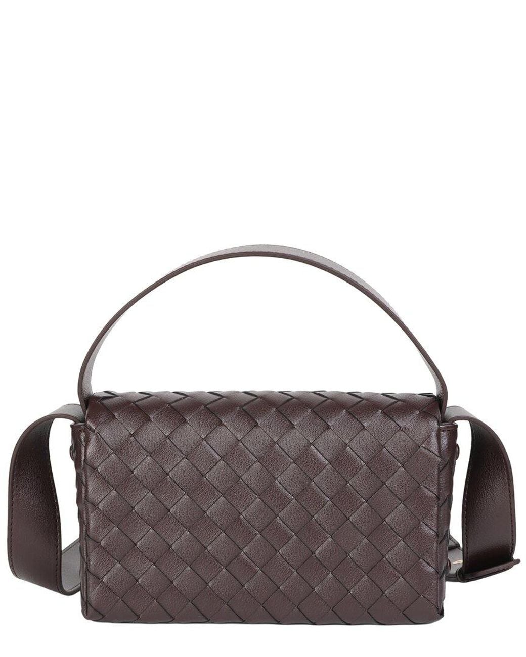 Tiffany & Fred Paris Brown Woven Leather Flap Crossbody
