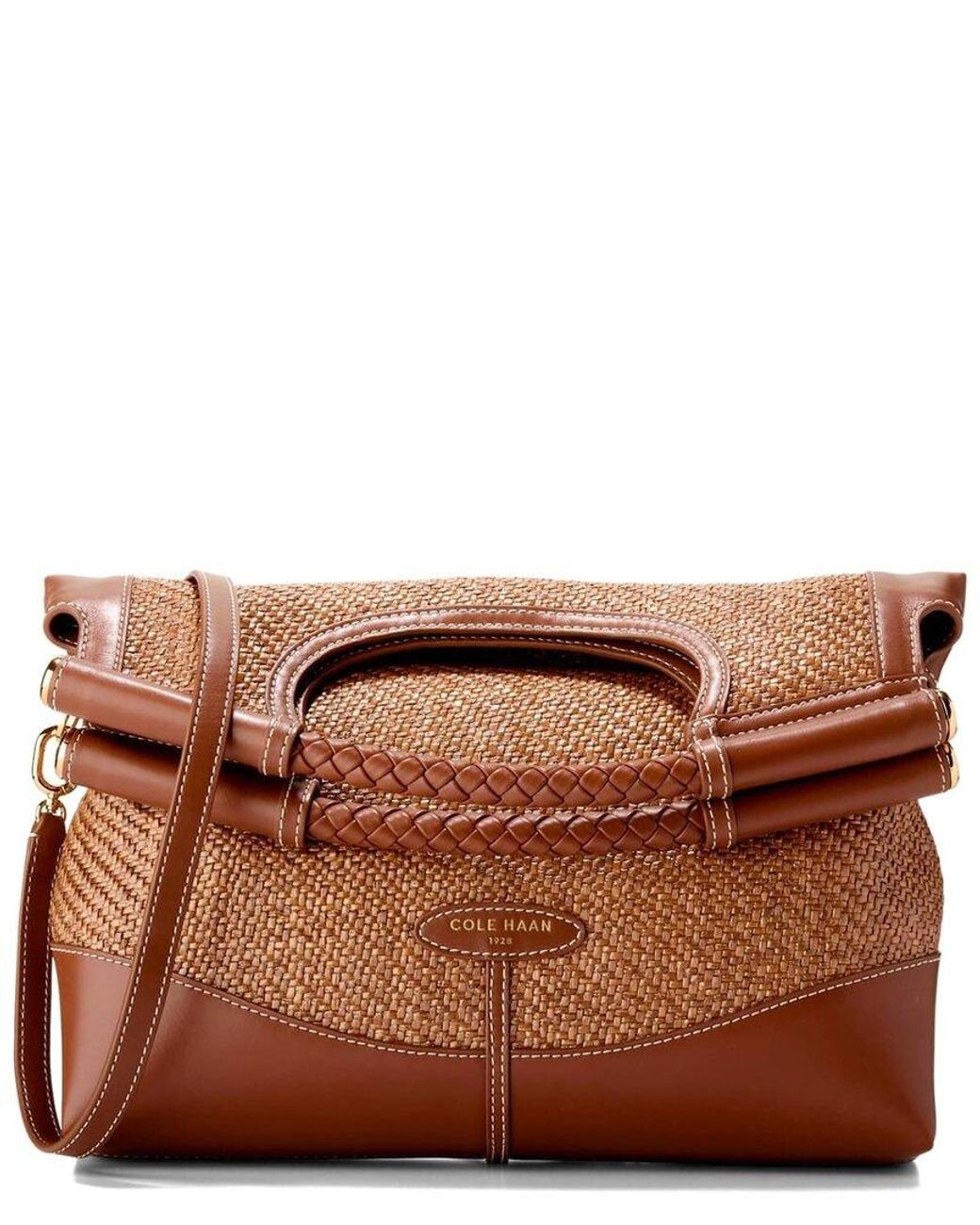 Cole Haan Carolyn Fold-Over Raffia Tote in Brown Lyst