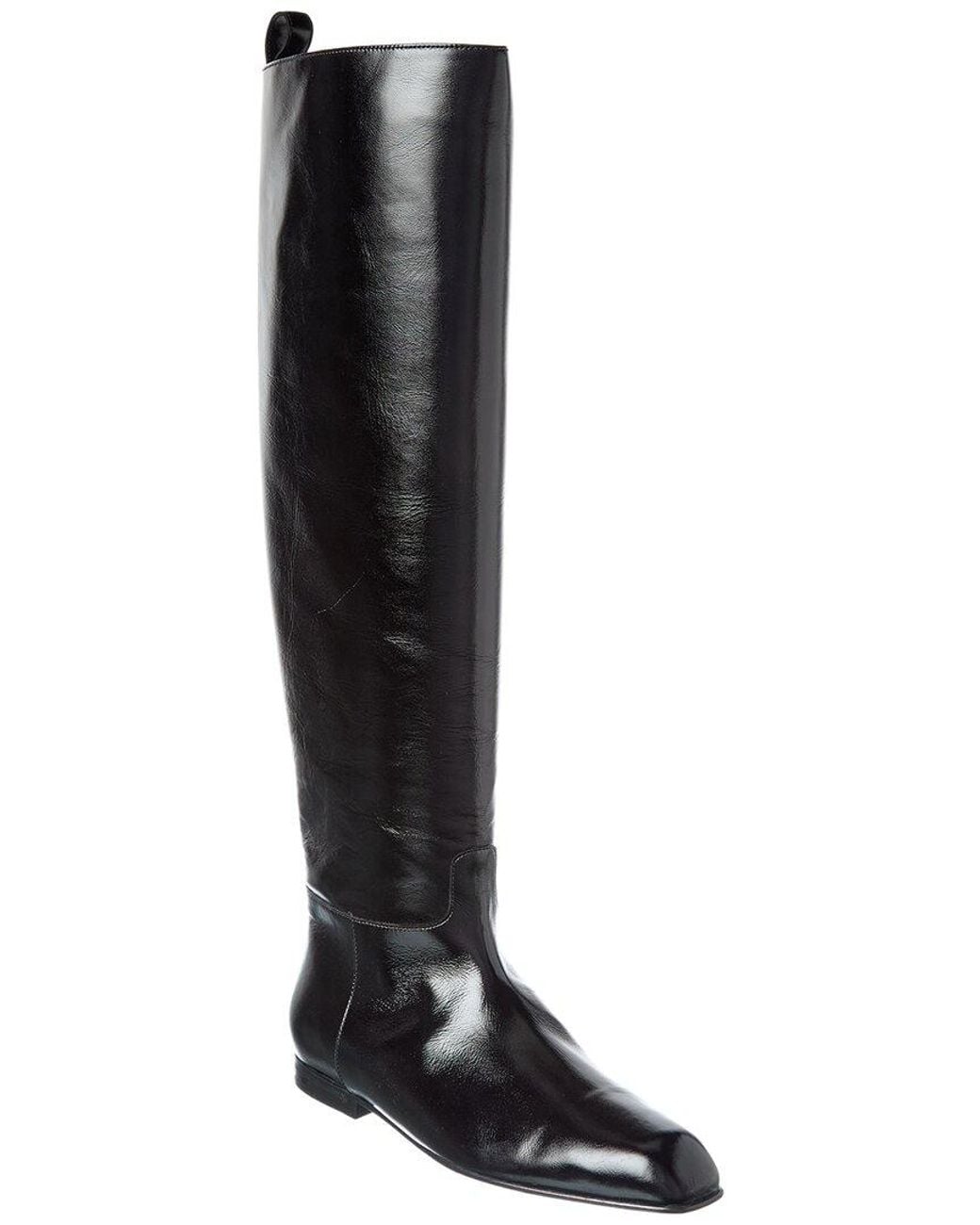 Khaite Black Colt Leather Over-The-Knee Boot