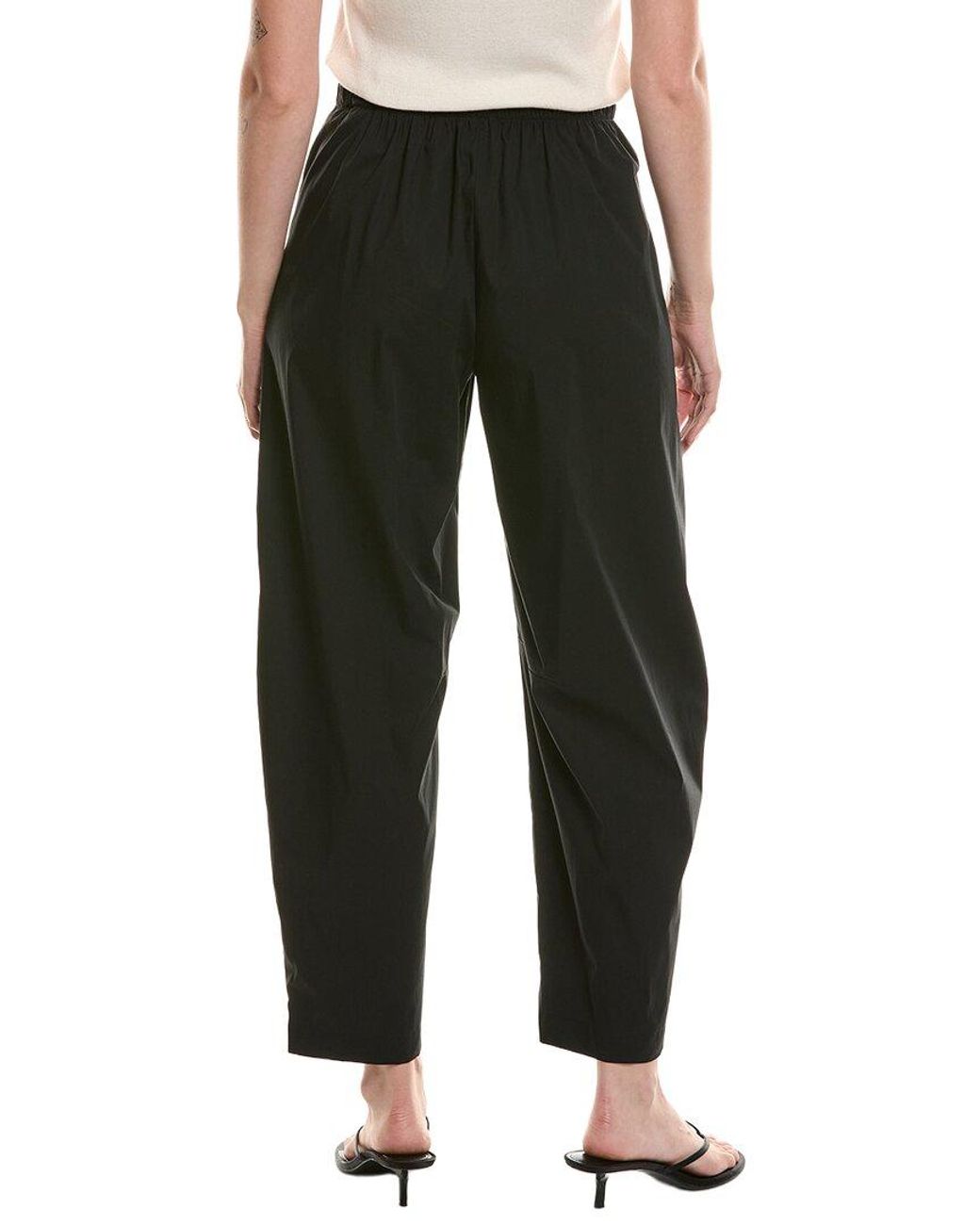 Anne Klein Black Pull-On Barrel Leg Poplin Pant