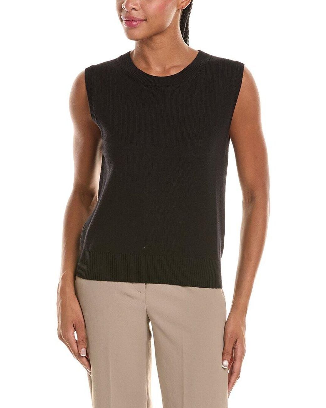 Oscar de la Renta Black Wool Knit Tank Top