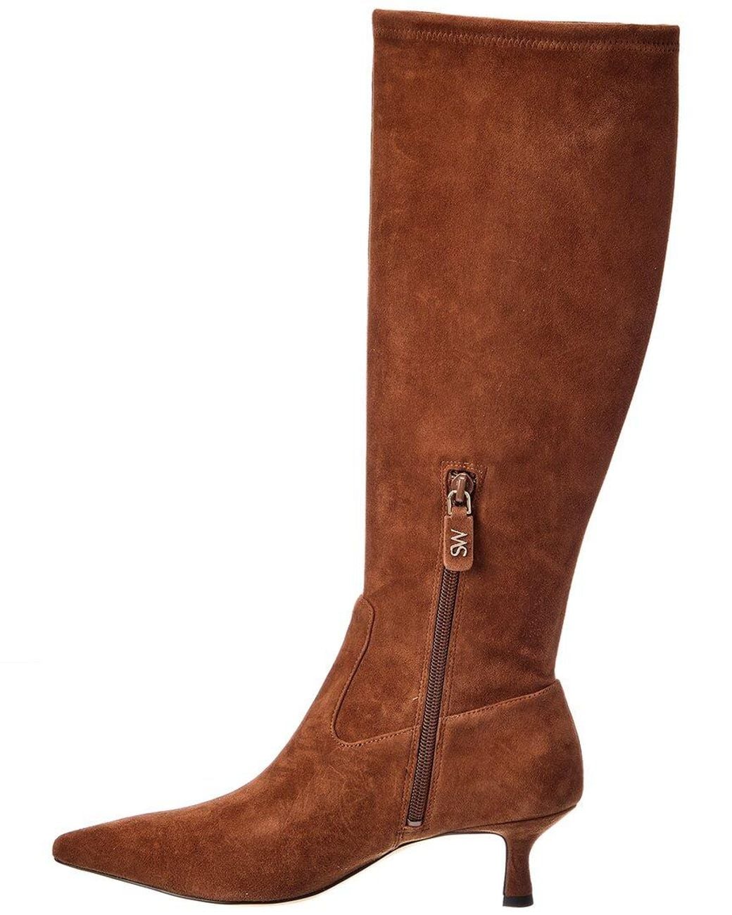 Stuart Weitzman Brown Isla Zip Suede Knee-High Boot