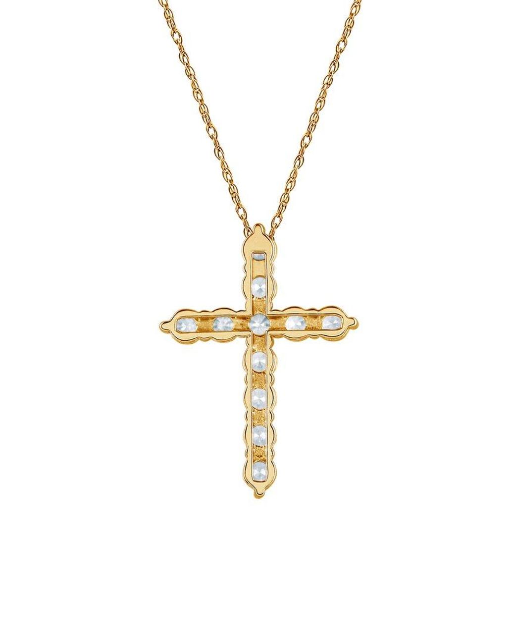 Lab Grown Diamonds Metallic 14K 1.00 Ct. Tw. Lab-Grown Diamond Cross Pendant