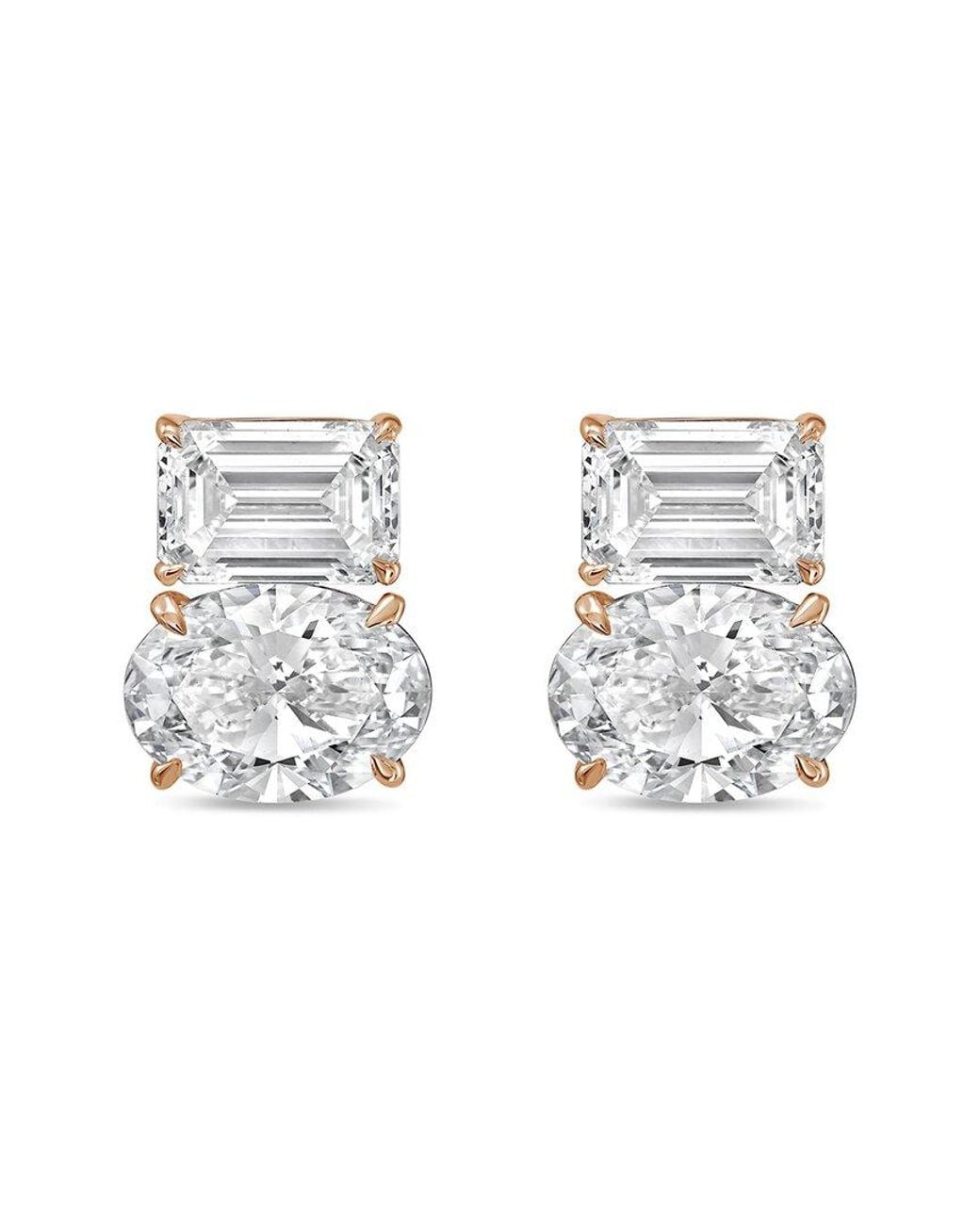 Diana M White Diana M. 14K Rose 3.00 Ct. Tw. Lab-Grown Diamond Two-Stone Earrings