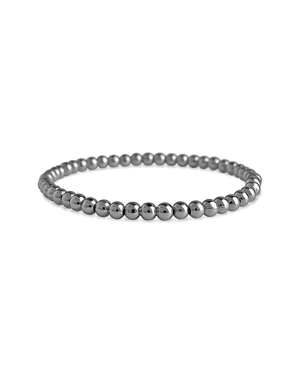 Sterling Forever White Beaded Stretch Bracelet