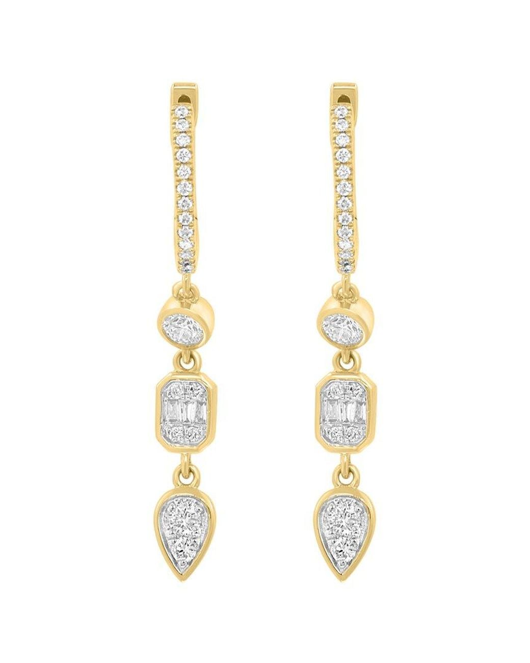 Effy Fine Jewelry Metallic 14K 0.36 Ct. Tw. Diamond Earrings