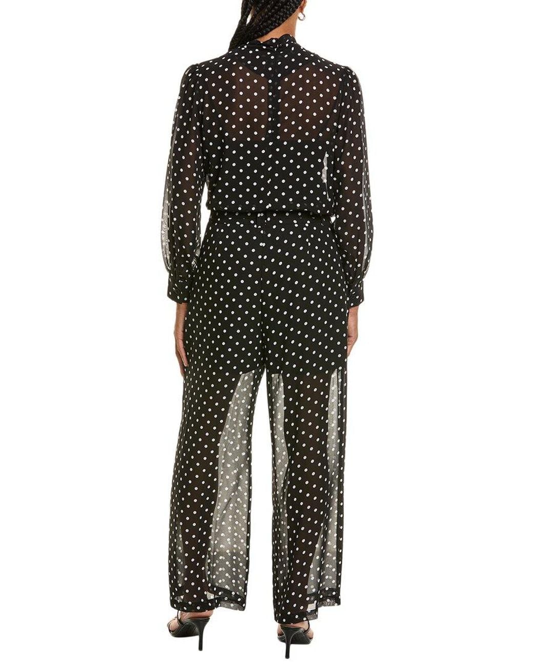Pascale La Mode Black 2Pc Polka Dot Top & Pant Set