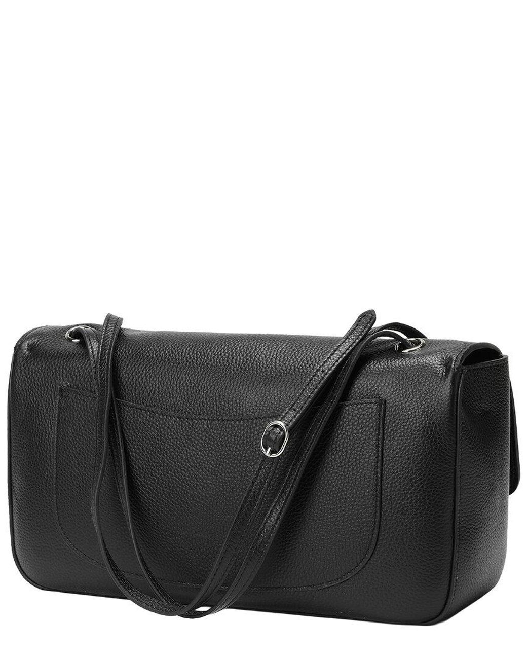 Tiffany & Fred Paris Black 33Cm Leather Flap Tote