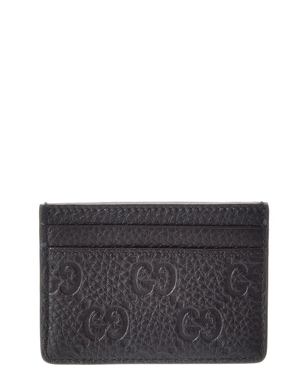 Gucci Gray Gg Emblem Leather Card Case