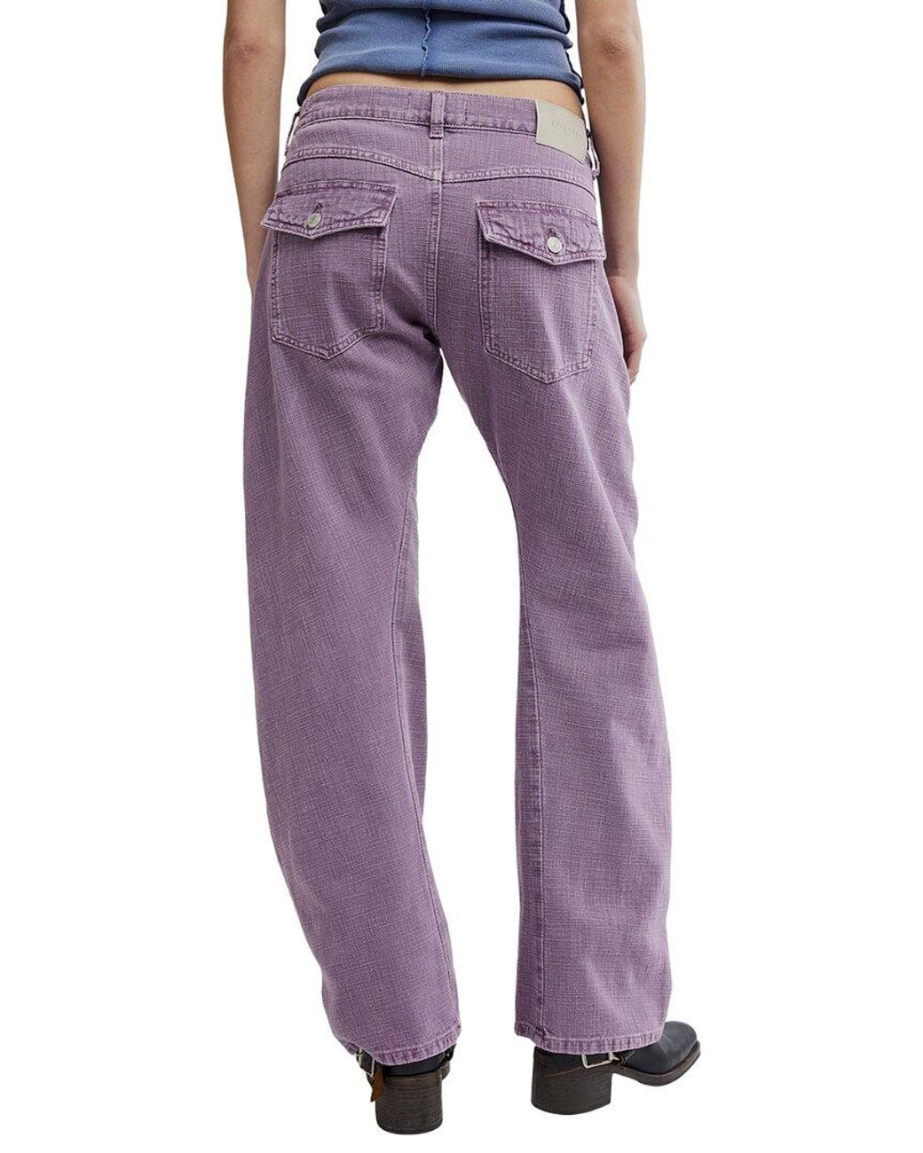 Free People Purple Highland Low-Rise Bowed J Cool Jean