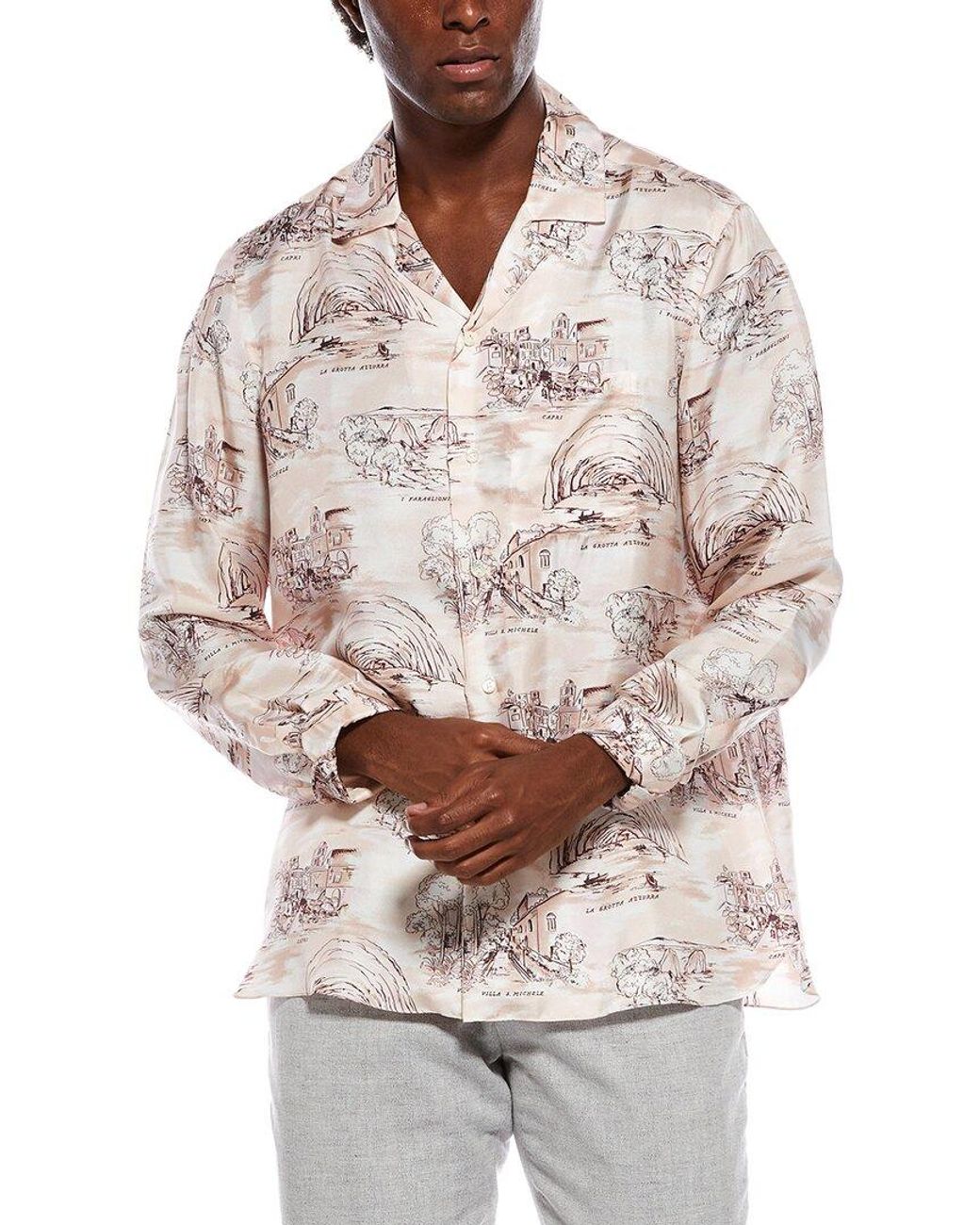 Isaia White Silk Sport Shirt for men