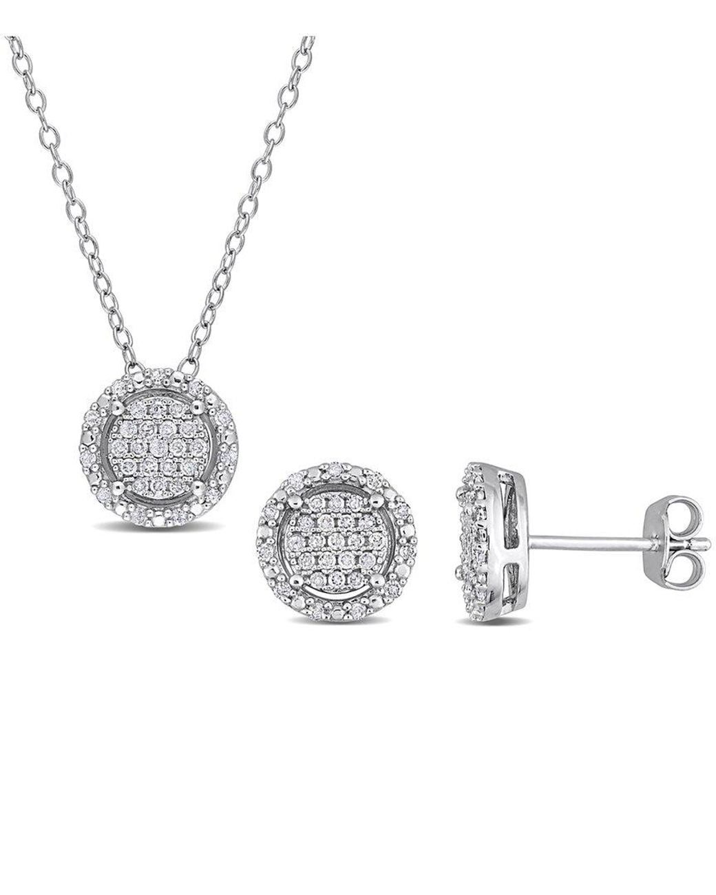 Rina Limor Metallic 0.45 Ct. Tw. Diamond Earrings & Necklace Set