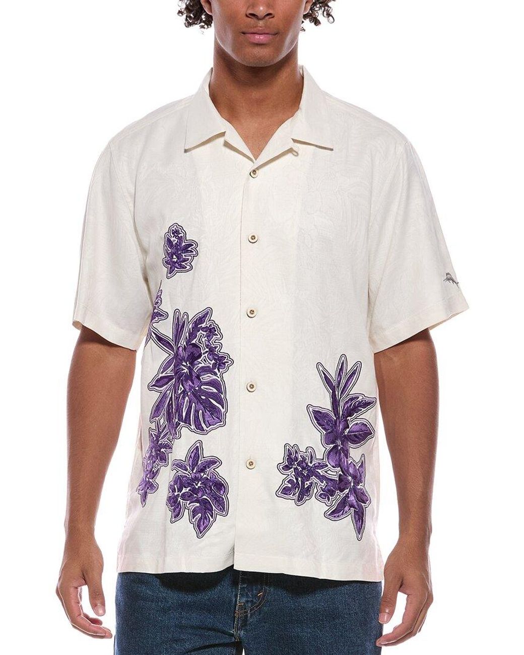 Tommy Bahama White Hibiscus Vibrations Silk Camp Shirt for men
