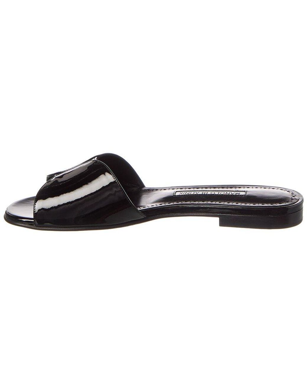 Manolo Blahnik Black Houramu Patent Sandal