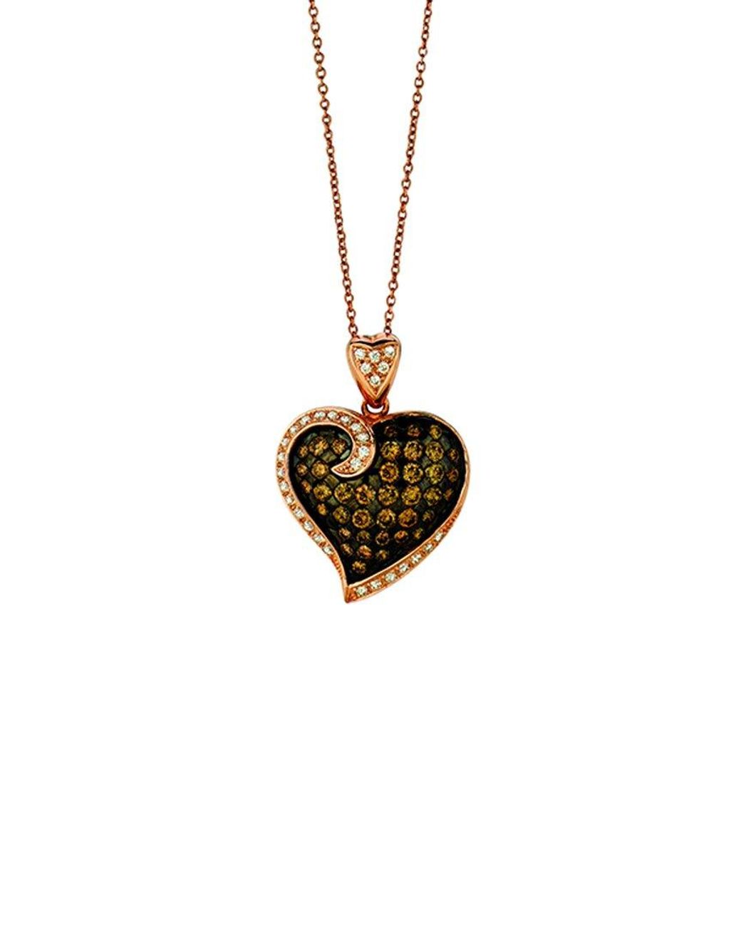 Le Vian White Le Vian Chocolate Hearts 14k Rose Gold 1.32 Ct. Tw. Diamond Pendant Necklace