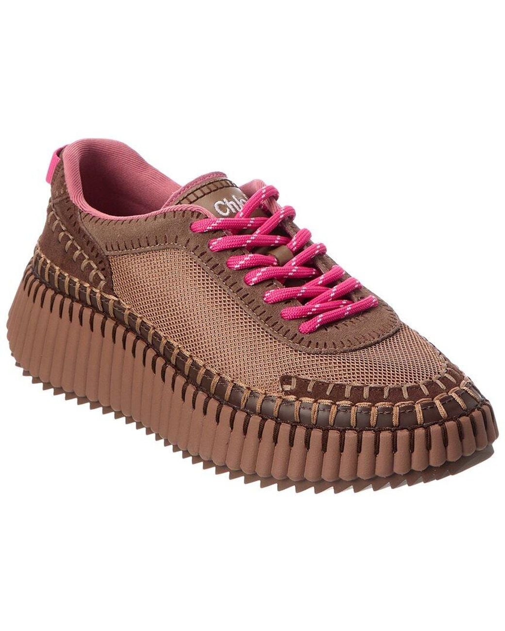 Chloé Pink Nama Suede & Mesh Sneaker