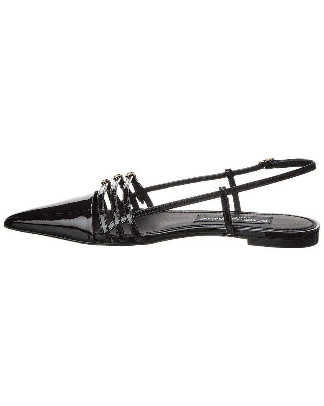 Dolce & Gabbana Black Leather Slingback Flat