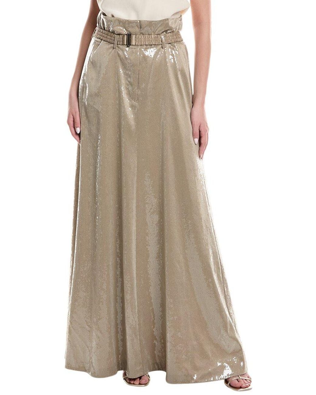Brunello Cucinelli Natural Silk-Blend Maxi Skirt