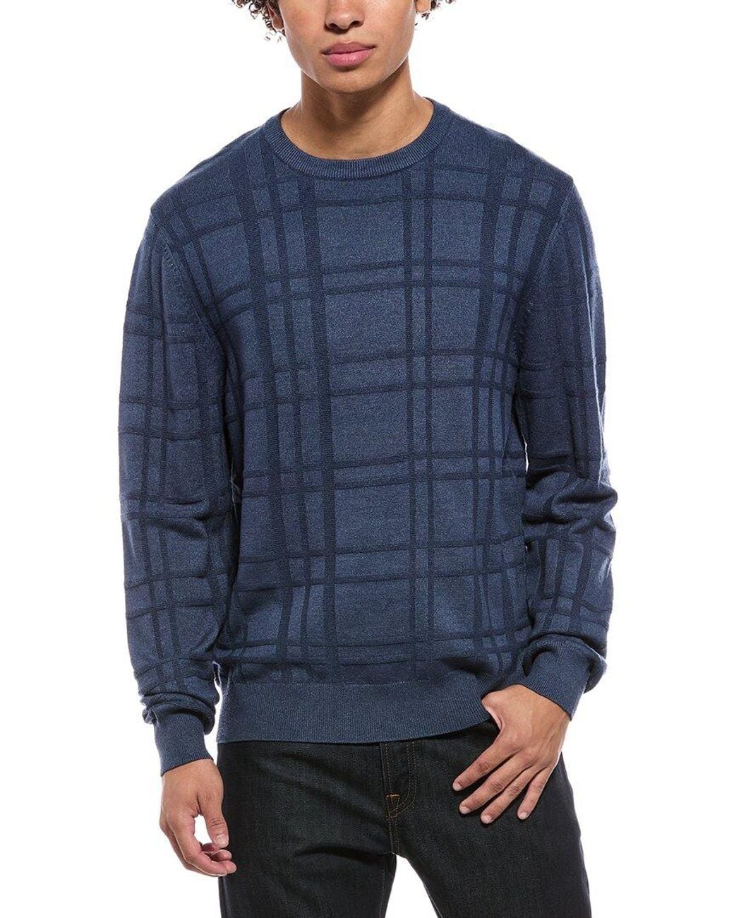 Point Zero Blue Semi Fit Crewneck Sweater for men