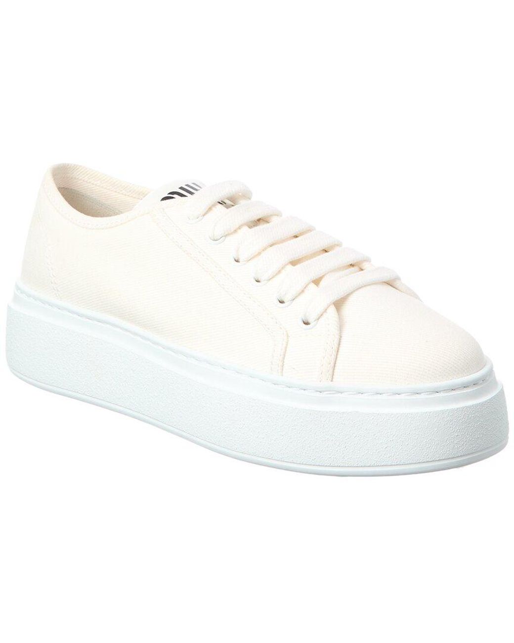 Miu Miu White Logo Leather Sneaker