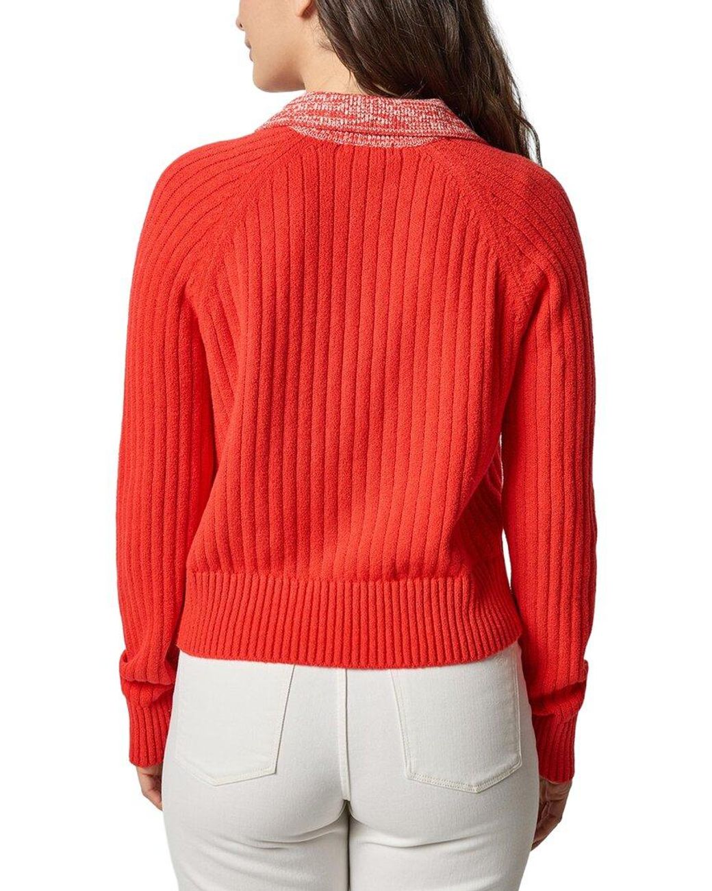 Lilla P Red Marled Henley Sweater