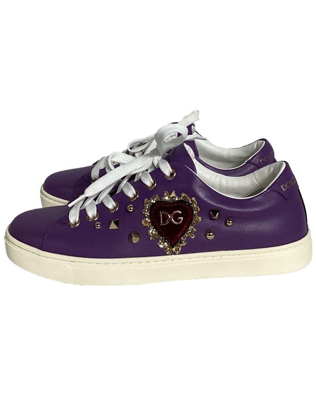 Dolce & Gabbana Blue Leather Sacred Heart Sneaker (Authentic Pre-Loved)