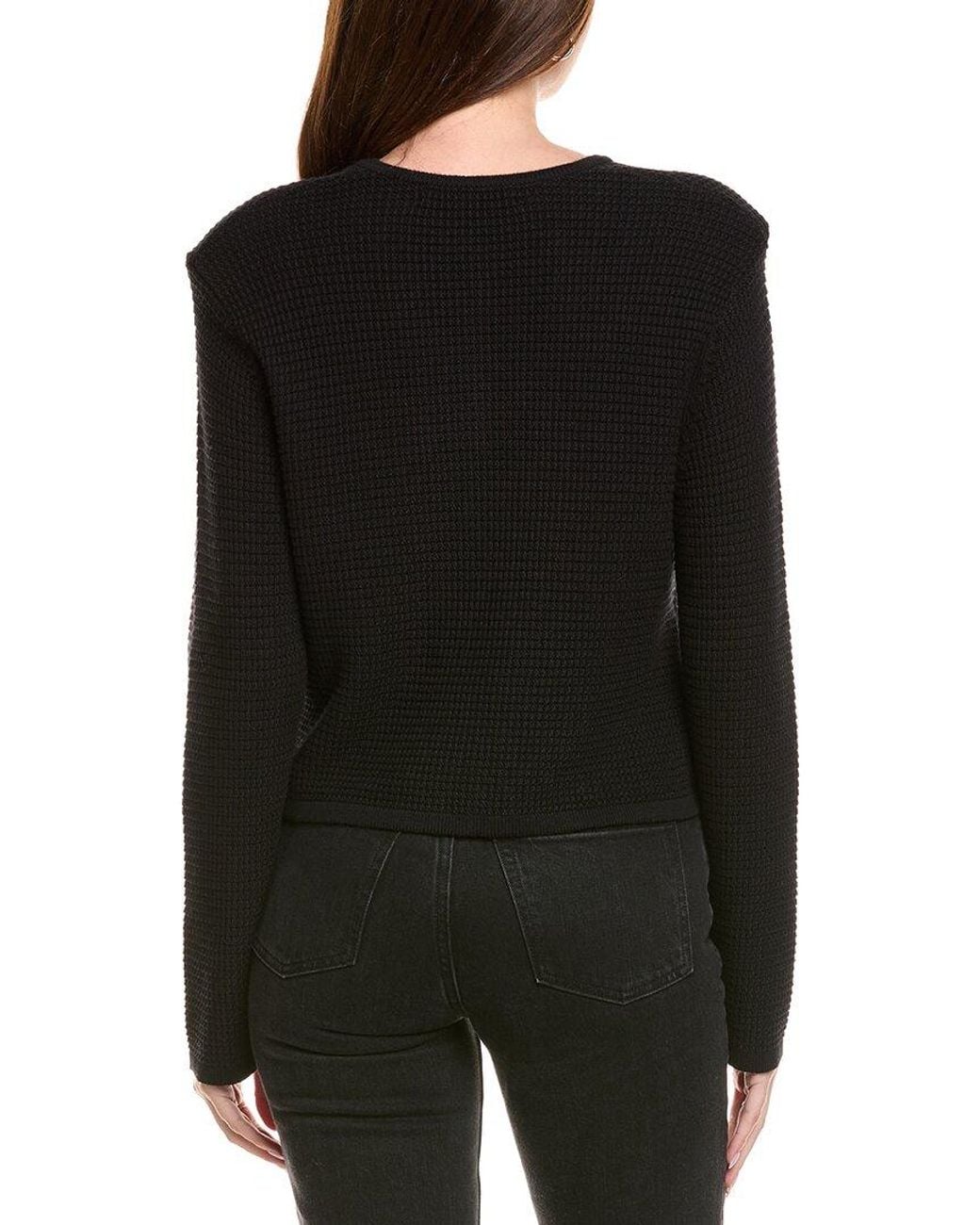 Hannah Rose Black Textured Crop Cashmere-Blend Jacket